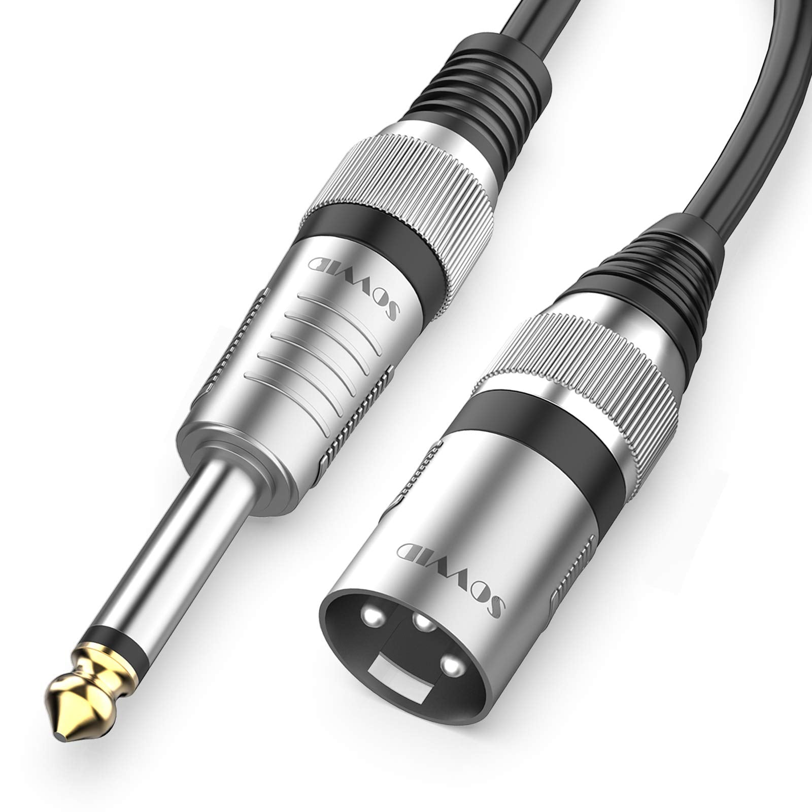 1/4 Inch TS Mono to XLR Male Cable, Sovvid Unbalanced 6.35mm Mono Plug to 3-pin XLR Male, Quarter inch TS Male to XLR Male Mic C