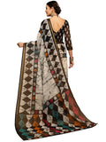 Satrani Womens Knit Cotton Blend Saree (2585S239Na_White & Grey)