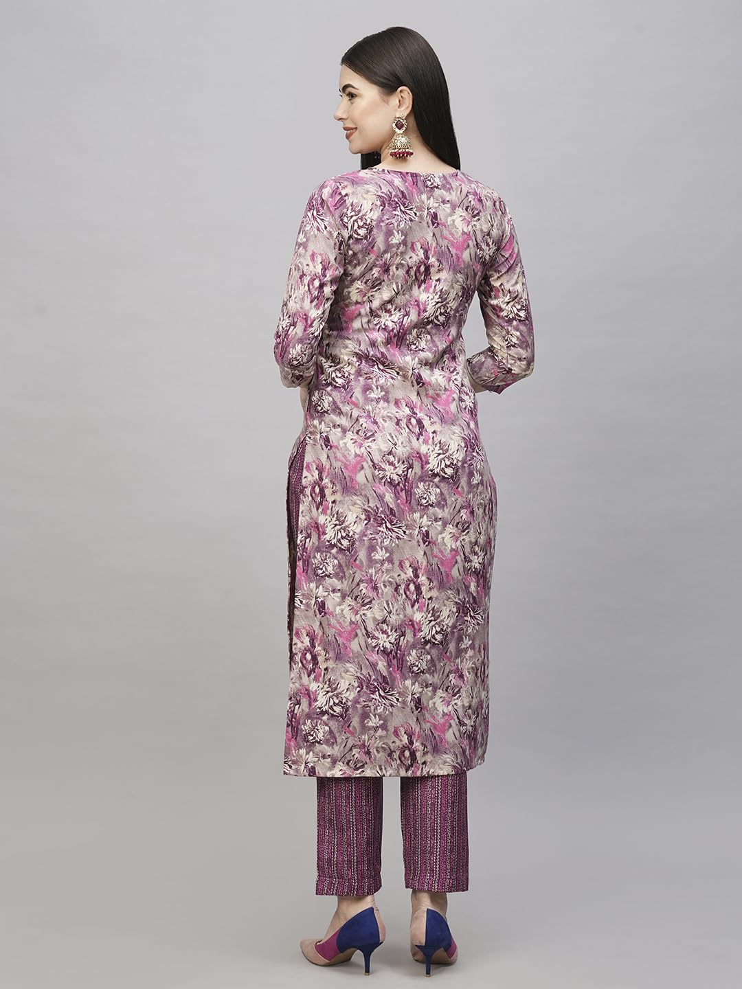 Gosriki Women'S Cotton Blend Straight Printed Kurta With Pant (Seep Purple-Gs_5Xl_Purple_Xxxxx-Large),Purple,5,B0CT3M25GP