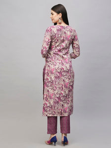 Gosriki Women'S Cotton Blend Straight Printed Kurta With Pant (Seep Purple-Gs_5Xl_Purple_Xxxxx-Large),Purple,5,B0CT3M25GP