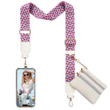 TiMOVO Clip and Go Phone Strap Crossbody with Leather Wallet, Adjustable Anti-Theft Phone Lanyard with Zippered Pouch, Universal