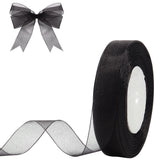 Hiswan 3/4 inch Sheer Organza Ribbon 50 Yards Black Chiffon Ribbon for Gift Wrapping Christmas Halloween Decoration Wedding Bouq