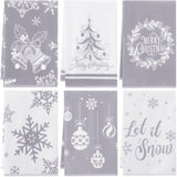 Tatuo 6 Pcs Christmas Kitchen Towels Snowflake Merry Christmas Tree Bell Dish Towels Winter Holiday Hand Towels Absorbent Dishcl