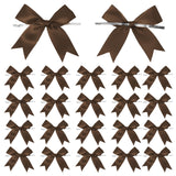 50 Counts Brown Twist Tie Bows 3.1 Pre-Tied Satin Ribbon Bow Decor Mini Twist Tie Bows for Gift Wrapping Treat Bags Cake Bridal 