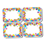 Ashley Productions ASH78008 NonMagnetic Mini Whiteboard Erasers, Confetti, Printed Foam/Black Felt, 2 x 1.5 x 0.75, (Pack of
