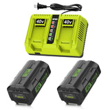 Powilling 40V 6.5Ah Replacement for Ryobi 40V Battery and Charger Kit Compatible with Ryobi Battery 40 Volt OP4026 OP40601 OP405