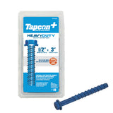 Tapcon+ 1/2 x 3 Inch Heavy-Duty Hex Head Concrete Anchors, 10 PCS, Corrosion Resistant Blue Climaseal Coating, Outdoor Rated Use