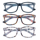 FEIVSN 3 Pack Reading Glasses for Women Men Full Lens Readers PC Frame Fixed Hinge One Power Eyewear, Black + Brown Tortoiseshel