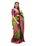 Shiv Textiles Womens Banarasi Silk Saree With Blouse Perfect For Every Occasion Green