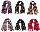 Fusfus WomenS Printed Scarf And Stoles, (Multicolor, Fs10144) Pack Of 6