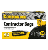 Commander 42 Gallon 3 MIL (eq) Heavy Duty Contractor Bags with Flap Ties - 32 x 46 - Pack of 80 - For Contractor, Industrial, & 