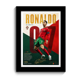 Cristiano Ronaldo Frame Footballers Frame | A4 Size (33X25 Cm) Black Frame | Hd Printed Football Poster Wall Art | Modern Deco