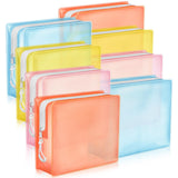 Locmeo 8 Pack TSA Approved Travel Toiletry Bags Frosted Translucent Leak-proof Cosmetic Makeup Bags for Women Men Travel Organiz
