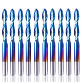 SainSmart Genmitsu 10Pcs Nano Blue Coat Ball Nose End Mill CNC Router Bits, 1/8 Shank Spiral Upcut 2 Flute End Mill Set (3.175 x