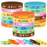 JUNEBRUSHS 42pcs Hawaiian Party Favors Silicone Wristbands Rubber Bracelets for Summer Beach Hawaii Luau Baby Shower Party Suppl