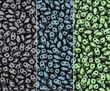 Czech Miniduo Bundle - 3 Colors: Two-Hole Seed Beads Mini Duo 2mm X 4mm Dark Pastels Combo 24 Grams Total