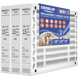 DerBlue 3PACK 16x25x5 MERV 13 Furnace Filter Replacement Compatible with Lennox X6670 HCF16 Pleated HVAC,Foldable Design for Eas
