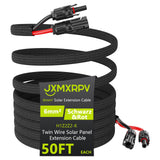 50Ft 10AWG Solar Cable Extension with Protection Cover, Solar Wire with Tool-Free Solar Connectors, IP68 Waterproof PV Cable, So