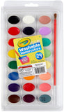 Crayola 24 Ct Washable Watercolors Easy to Clean Up, 24 Bright Washable Watercolor Paints, 1 Paintbrush, Ages 3+