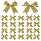 50 Counts Gold Twist Tie Bows 3.1 Pre-Tied Satin Ribbon Bow Decor Mini Twist Tie Bows for Gift Wrapping Treat Bags Cake Bridal B
