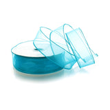 Ribbon Traditions 1.5 Wired Sheer Organza Ribbon Turquoise 50 Yards