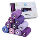 Simthread All Purpose Sewing Thread, 10 Spool Assorted Purple Series 1000 Yards Each Bobbin Polyester Thread for Sewing, Handy P