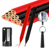 14 Pcs Carpenter Pencils, 7 Inches Flat Octagonal Hard Black Woodworking Construction Pencils Heavy Duty with Pencil Sharpener a