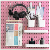 MULSAME Pegboard Combination Kit, Wall Mounted Storage Set with 4 Pegboards & 14 Accessories Hanging, Pink Peg Boards Organizer 