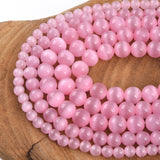 PLTbeads Gorgeous Pink Cat's Eye Natural Gemstone Loose Beads 6mm Smooth Round Approxi 15 inch DIY Bracelet Necklace for Jewelry