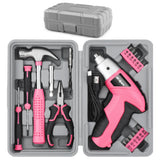 Hi-Spec 19pc 3.6V Pink USB Small Power Screwdriver & Home DIY Tool Kit Set. Cordless & Rechargeable Electric Screwdriver and Com
