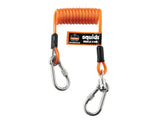 Ergodyne Squids 3130M Coiled Cable Tool Lanyard with Dual Stainless Steel Carabiners, 5 Pounds