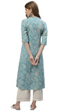 Stylum Women'S Floral Print Rayon A-Line Kurta (Fionaaqua44_Aqua, Xxl)