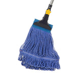 Yocada Looped-End String Wet Mop Heavy Duty Cotton Mop Commercial Industrial Grade Telescopic Iron Pole Jaw Clamp Floor Cleaning