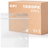 GPI - 2 x 2 - Case of 1000, 2 Mil thick, Clear Plastic Reclosable Zip Bags, Hang Hole For Display, Durable Poly Baggies with Res