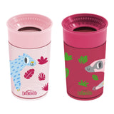 Dr. Brown's Milestones Cheers 360 Cup Spoutless Transition Cup, Travel Friendly & Leak-Free Sippy Cup, Pink Leopard - Red Lemur,