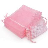 Akstore 50Pcs 3.15x4(8x10cm) Sheer Drawstring Organza Jewelry Pouches Wedding Party Christmas Favor Gift Bags (Pink, 3.15x4)