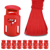 10 Meter 3mm(1/8Inch) Elastic Bungee Shock Cord Stretch String, 25pcs Plastic Cord Locks Spring Toggle Stopper for Drawstring Ba