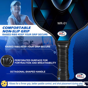 WROSU Pickleball Paddles Set of 4 Carbon Fiber | 2024 USAPA Approved Equipment W/Accessories | Core Carbon Fiber Pickleball Racq