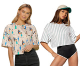 Toplot Women'S Casual Printed Crop Top With Half Sleeve Pack Of 2 (Combo-5098-Cku-Wht-Xl),Chiku-White,,B0CFTX41N9