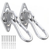 OHIYO 2PCS M10 Stainless Steel Pad Eye Hooks+2PCS M10 Snap Hooks, Heavy Duty Hammock for Hanging, 1300lbs Capacity for Swing Set