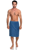 TowelSelections Mens Shower Wrap Adjustable Cotton Terry Velour Wrap Gym Body Cover Up Large/X-Large Dutch Blue