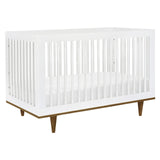 DaVinci Marley 3-in-1 Convertible Baby Crib - GREENGUARD Gold Certified Convertible White Finish & Walnut Legs Baby Crib to Todd