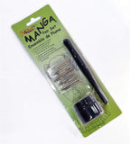 worison Manga Calligraphy Dip Pen Set With Universal Nib Holder, Black