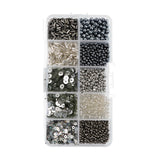 John Bead Sequins and Beads Kit APX 81g Mix 10 Types, Silver Palette