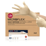 Ansell Microflex 10-754 Daily Defense Disposable Latex Gloves for Cleaning, Food Prep, First Aid - Medium, Natural (Case of 1000