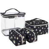 Emma & Chloe 4 Piece Cosmetic Toiletry Bag Set, Waterproof Home, Travel Cosmetic Train Case Makeup Bags for Women with Zipper (D