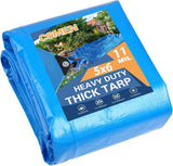 CSMEN Tarp Heay Duty Waterproof 5x6ft,Blue Tarp Cover Plastic Poly Tarpaulin for Outdoor Cover,Emergency Rain,Roof, Pool, Boat,C