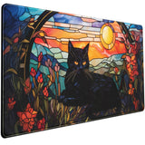 Black Cat Desk Mat Vintage Sunset Desk Mouse Keyboard Pad, XXL Large Mouse Pad Laptop Desk Mousepad with Stitched Edges, Keyboar