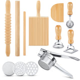 Tioncy 9 Pcs Pasta Making Tools Set Include Wooden Gnocchi Board Potato Ricer Wooden Gnocchi Cutter Ravioli Rolling Pin Pasta Ro