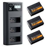 K&F CONCEPT 3-Pack LP-E17 Battery and Upgraded 3-Slot LCD Charger Compatible with Canon EOS R50 R100 RP R10 R8, Powershot V1, T8